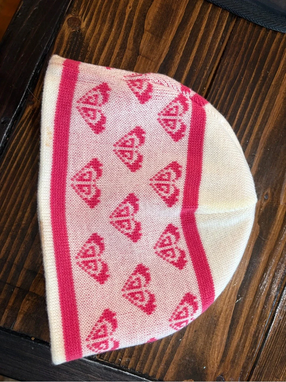 Roxy Kids Pink and White Knit Beanie